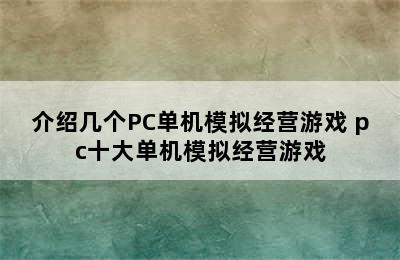 介绍几个PC单机模拟经营游戏 pc十大单机模拟经营游戏